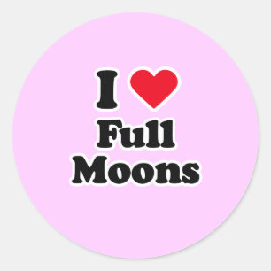 I love full moons classic round sticker