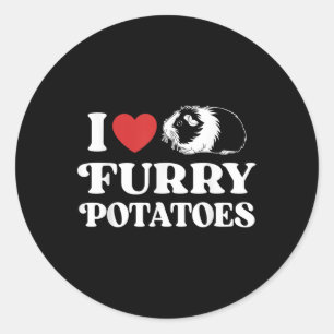 I Love Furry Potatoes Funny Guinea Pig Heart Desig Classic Round Sticker
