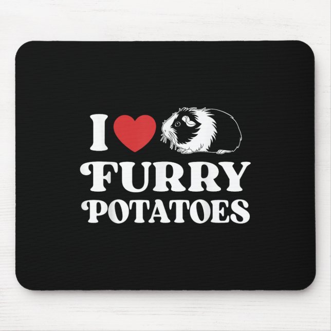 I Love Furry Potatoes Funny Guinea Pig Heart Desig Mouse Mat (Front)