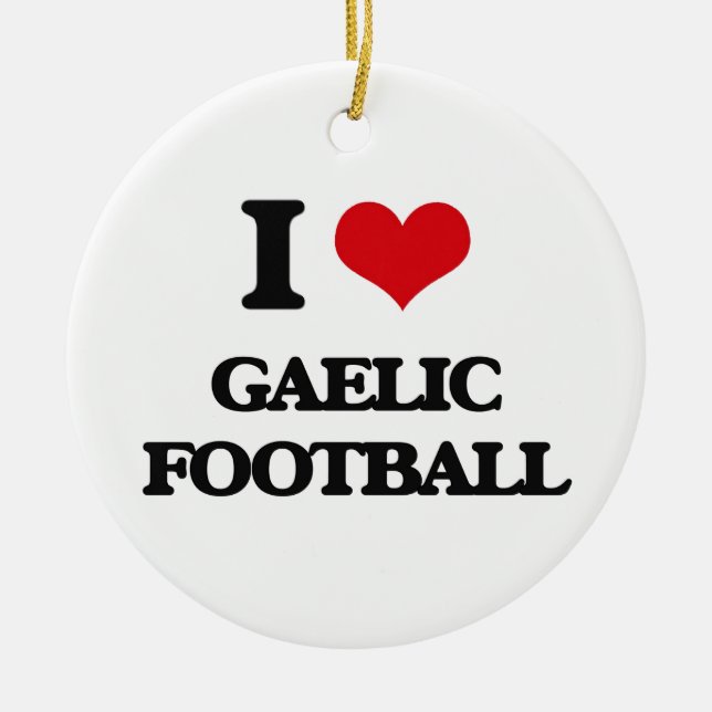 I Love Gaelic Football Ceramic Tree Decoration (Front)