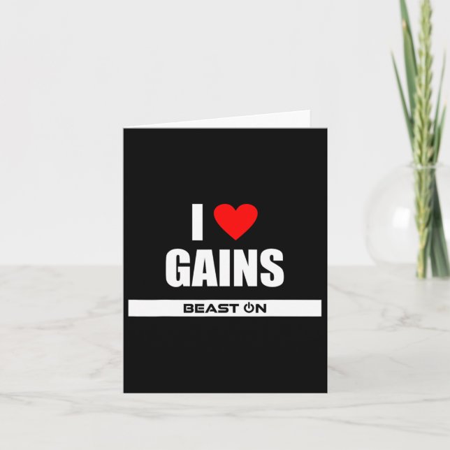 I Love Gains Bodybuilding Gainz Gym Fitness Traini Card (Front)