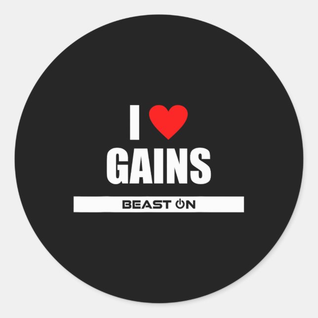 I Love Gains Bodybuilding Gainz Gym Fitness Traini Classic Round Sticker (Front)