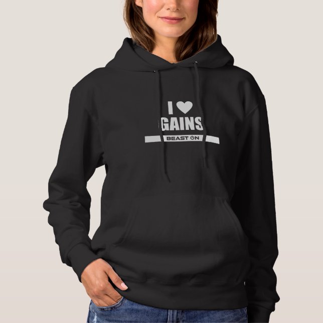 I Love Gains Bodybuilding Gainz Gym Fitness Traini Hoodie (Front)