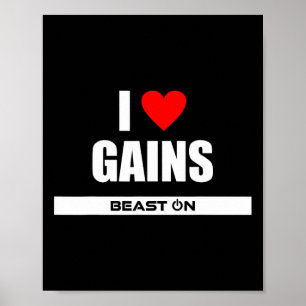 I Love Gains Bodybuilding Gainz Gym Fitness Traini Poster