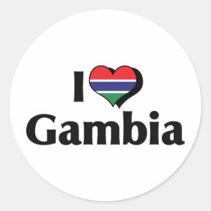 I Love Gambia Flag Classic Round Sticker