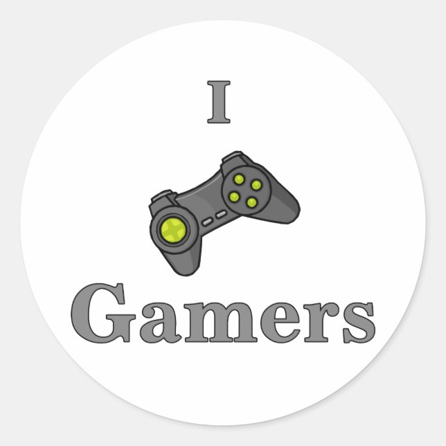 I Love Gamers Classic Round Sticker (Front)