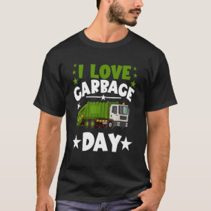 I Love Garbage Day Recycling Trash Truck Man Kids T-Shirt