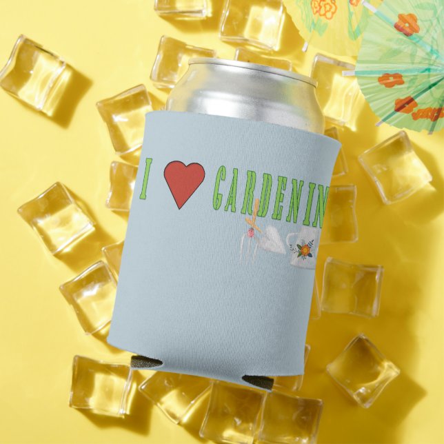 I Love Gardening Illustrated Text Can Cooler (In Situ Summer)
