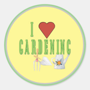 I Love Gardening Illustrated Text Classic Round Sticker