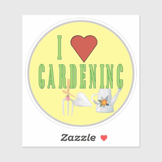I Love Gardening Illustrated Text  Vinyl (Sheet)