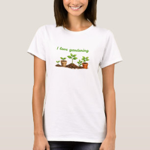 I Love Gardening" Plant Growth Graphic T-Shirt
