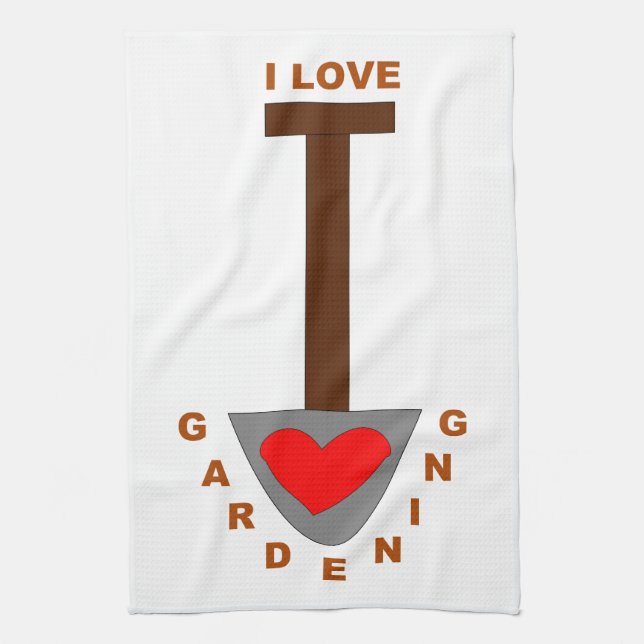 I Love Gardening Spade Kitchen Towel (Vertical)