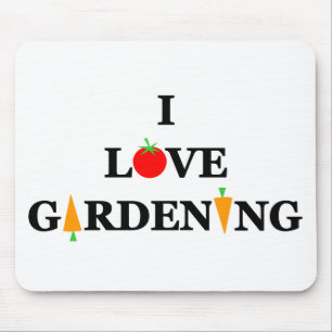I LOVE GARDENING Vegetable Gardener Cartoon Mouse Mat