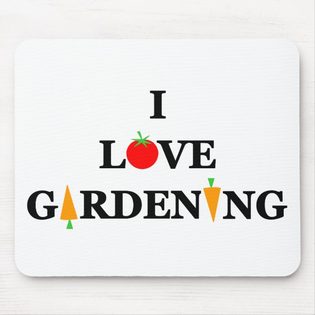 I LOVE GARDENING Vegetable Gardener Cartoon Mouse Mat (Front)