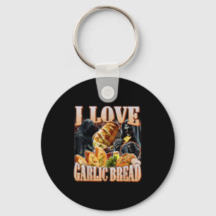 I Love Garlic Bread Skeleton Funny Meme Weird Key Ring