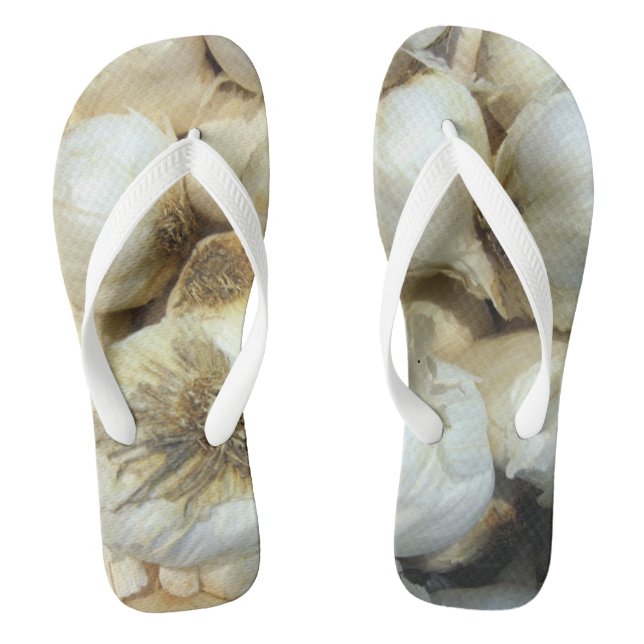 I love Garlic Custom Adult, Wide Straps Flip Flops (Footbed)