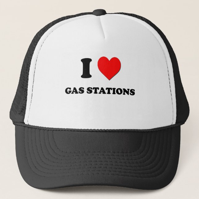 I Love Gas Stations Trucker Hat (Front)