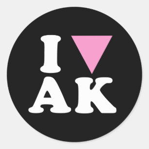 I LOVE GAY AK - WHITE -.png Classic Round Sticker