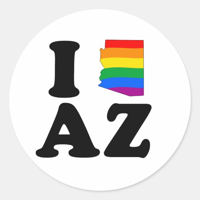 I LOVE GAY ARIZONA CLASSIC ROUND STICKER (Front)