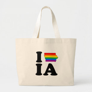 I LOVE GAY IOWA LARGE TOTE BAG