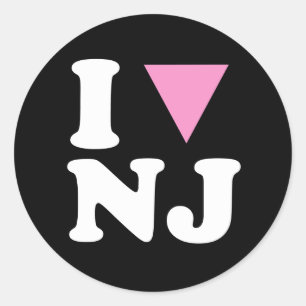 I LOVE GAY NJ - WHITE -.png Classic Round Sticker