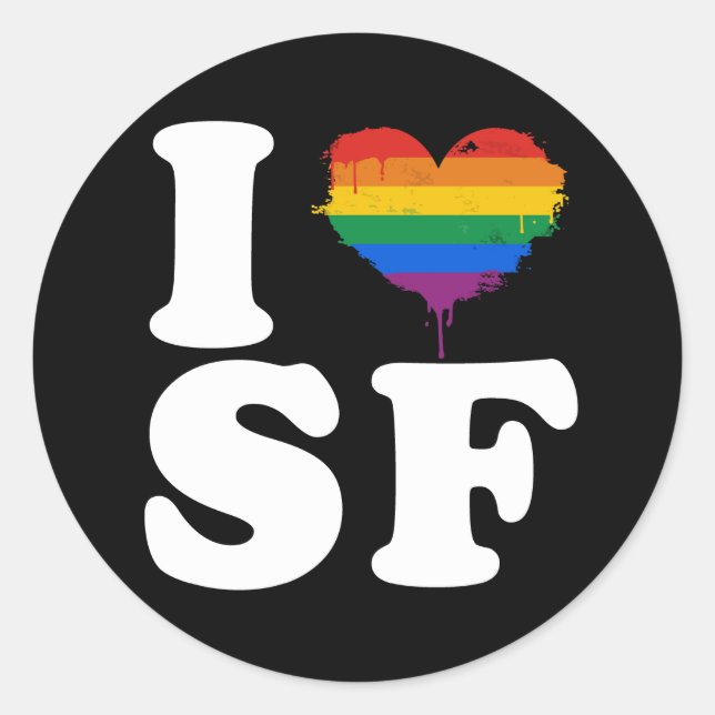 I LOVE GAY SAN FRANCISCO - WHITE -.png Classic Round Sticker (Front)