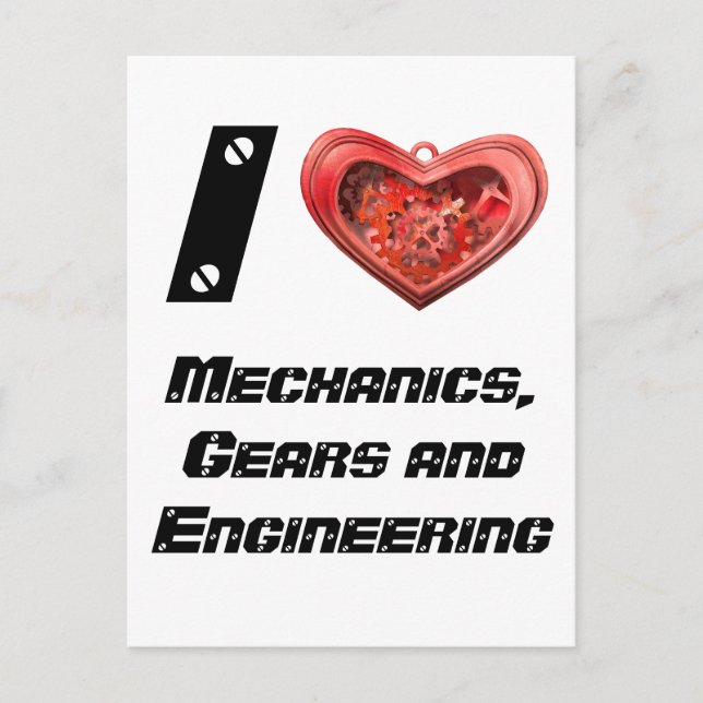 I love gears postcard (Front)