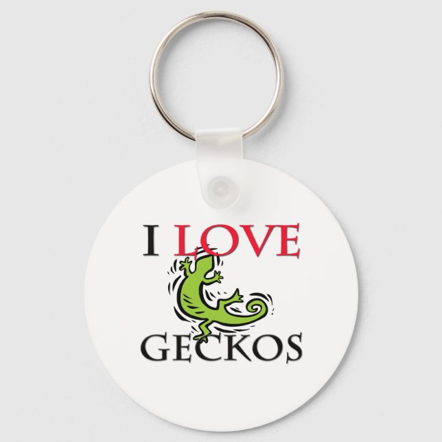 I Love Geckos Key Ring (Front)