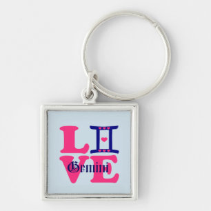 ♊★😍I Love Gemini-Best-Zodiac Sign Premium Key Ring