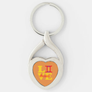 ♊★😍I Love Gemini-Best-Zodiac Sign Twisted Heart Key Ring