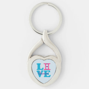 ♊★😍I Love Gemini-Best-Zodiac Sign Twisted Heart Key Ring