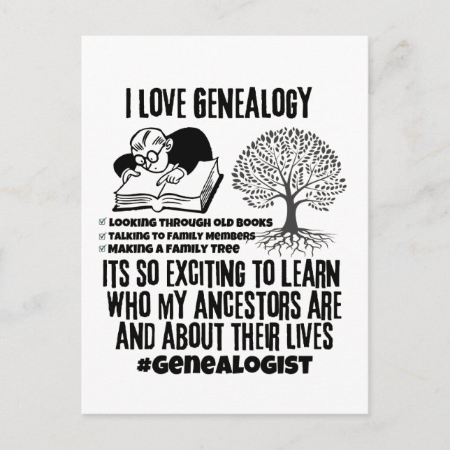 I love genealogy  throw   postcard (Front)