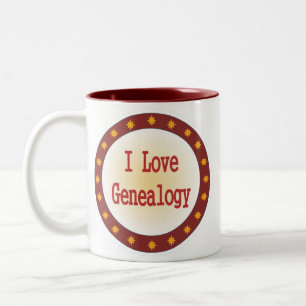 I Love Genealogy Two-Tone Coffee Mug