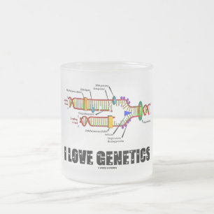 I Love Genetics (DNA Replication) Frosted Glass Coffee Mug