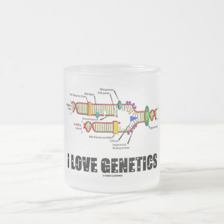 I Love Genetics (DNA Replication) Frosted Glass Coffee Mug
