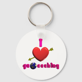 I Love Geocaching 3D art Keychain Geocacher Swag