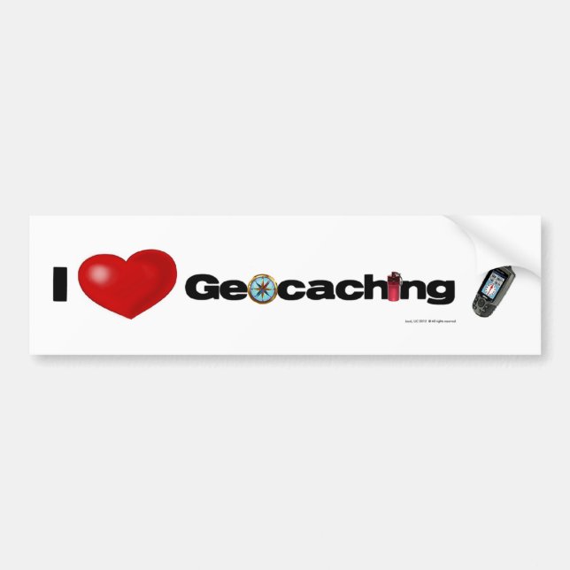 I Love Geocaching bumper sticker (Front)