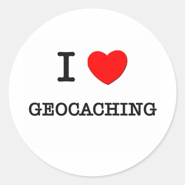 I LOVE GEOCACHING CLASSIC ROUND STICKER (Front)