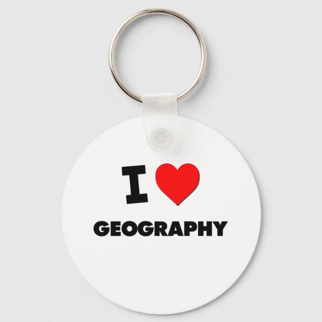 I Love Geography Key Ring (Front)