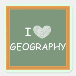 I Love Geography Square Sticker