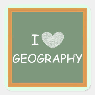I Love Geography Square Sticker