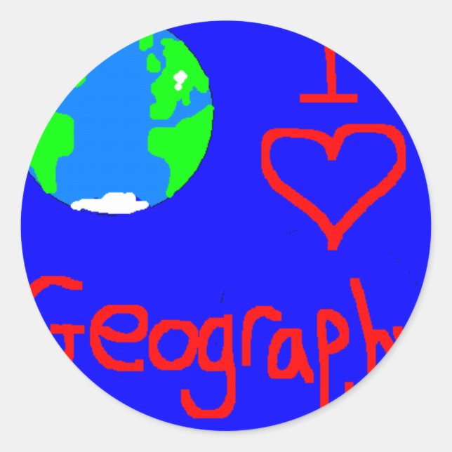 i love geography tie classic round sticker (Front)