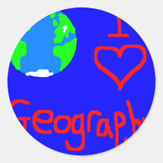 i love geography tie classic round sticker