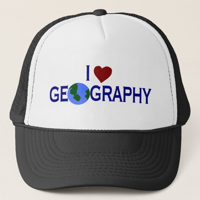 I Love Geography Trucker Hat (Front)