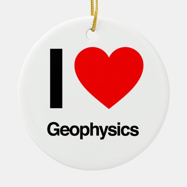 i love geophysics ceramic tree decoration (Front)