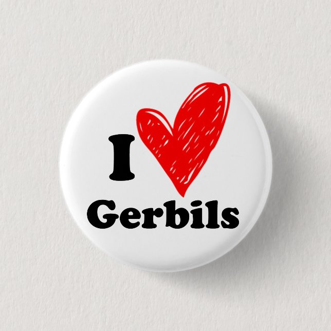 I love Gerbils 3 Cm Round Badge (Front)