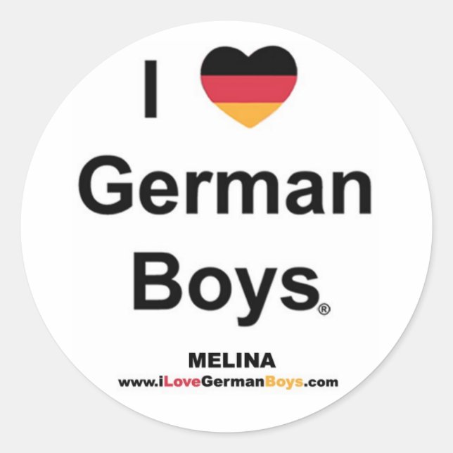 I Love German Boys Classic Round Sticker (Front)