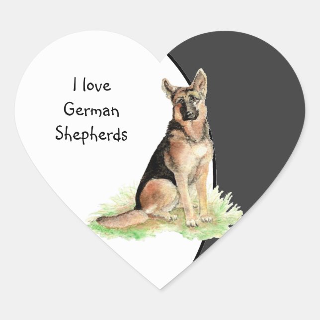 I love German Shepherds Dog, Pet with Heart Heart Sticker (Front)