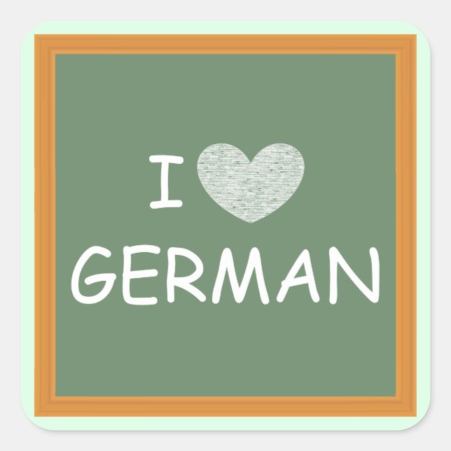 I Love German Square Sticker (Front)
