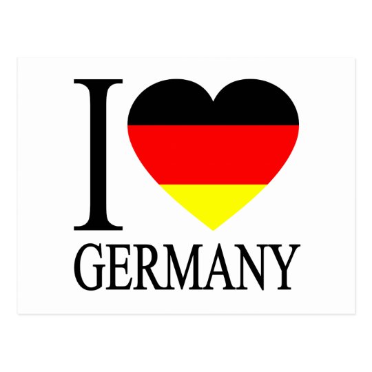 I Love Germany German Flag Heart Postcard Zazzle.co.uk